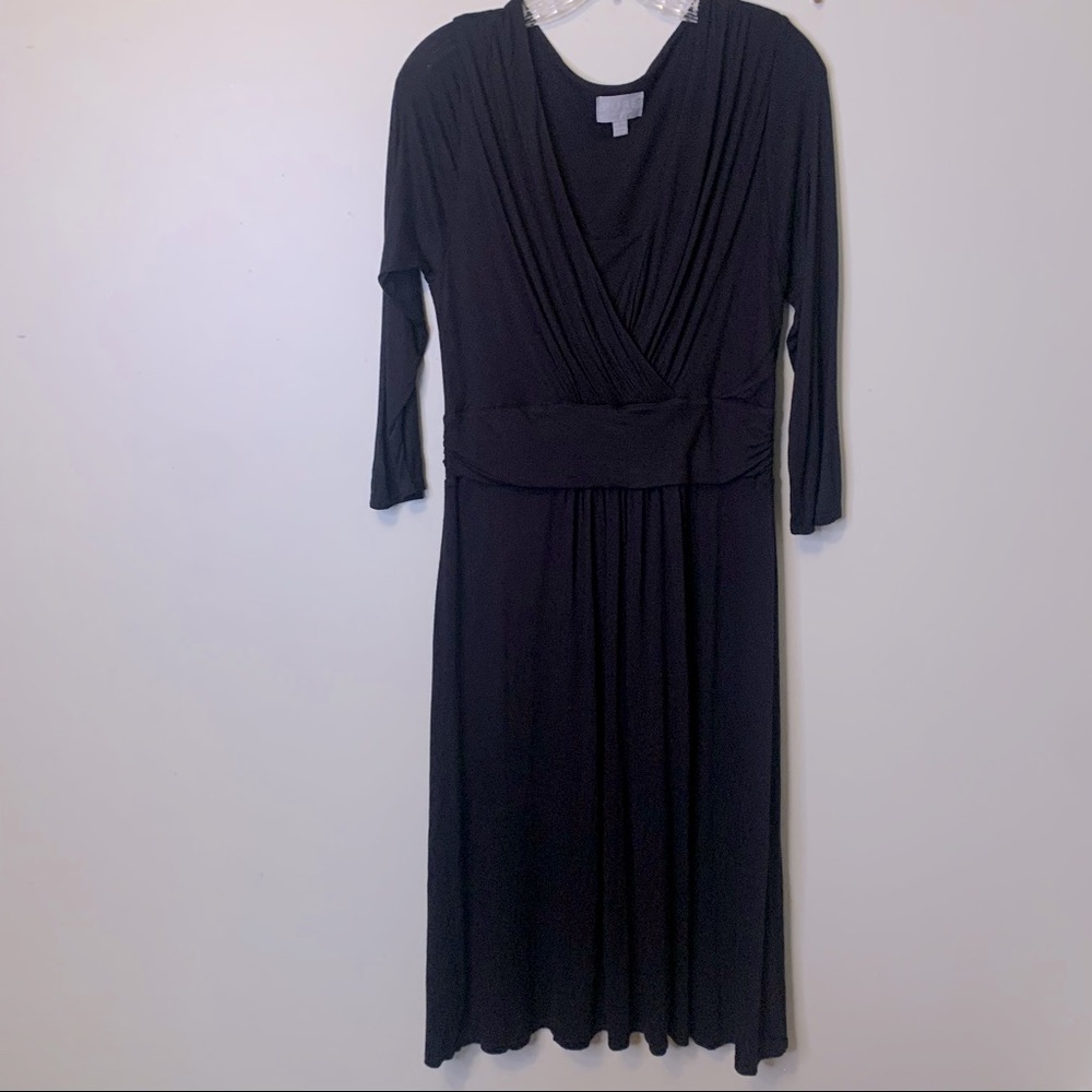 PURE COLLECTION Black Jersey Faux Wrap Midi Dress
